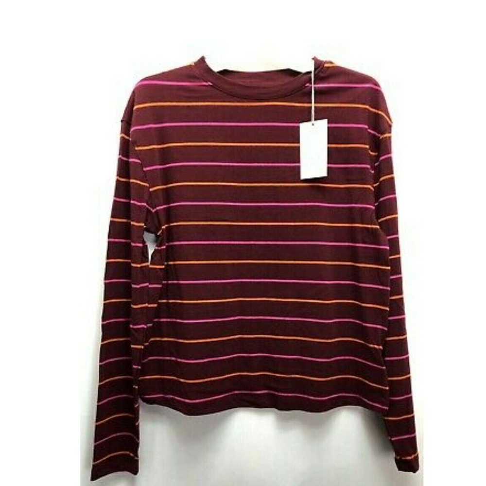 Long Sleeve Burgundy Striped Shirt (Sizes: M & L)